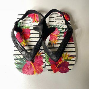 Havaianas Tropical Floral Flip Flops Slippers Toddler 8C Hibiscus Baby Chic Pink